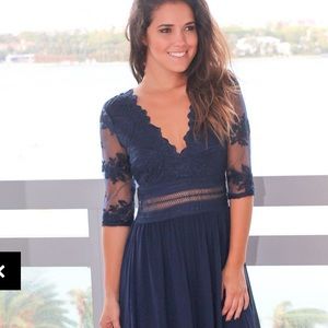 Saved by the dress floor length navy blue gown